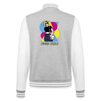 Femme Fatale Pop Art - College-Sweatjacke - Grau meliert/Weiß - Hinten - Marisol (170cm)