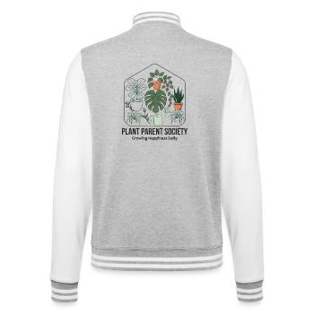 Plant Parent Society: Green Lifestyle - College Sweat Jacket - heather grey/white - Back - Marisol (170cm)