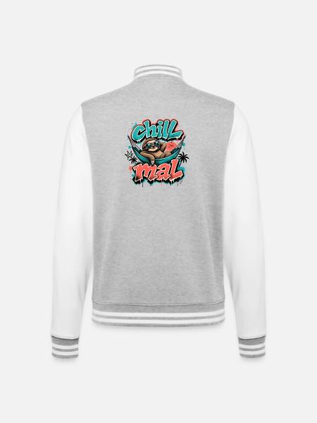 Chill Times Cool Sloth Graffiti Design - College Sweat Jacket - heather grey/white