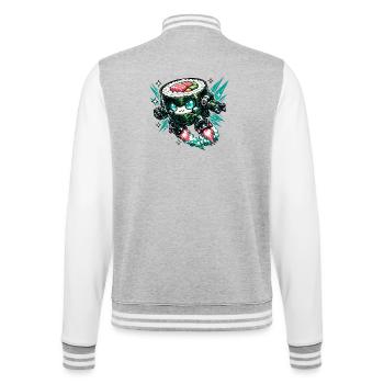 Sushi Robo-Kämpfer - College-Sweatjacke - Grau meliert/Weiß - Hinten - Marisol (170cm)