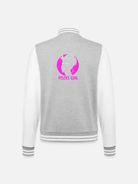 Sternzeichen Fische - College-Sweatjacke - Grau meliert/Weiß