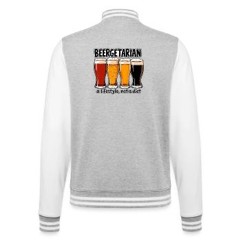 Beergetarier - Lustiges Bier T-Shirt - College-Sweatjacke - Grau meliert/Weiß - Hinten - Marisol (170cm)