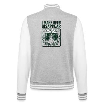 I Make Beer Disappear Craft Beer - College Sweat Jacket - heather grey/white - Back - Marisol (170cm)