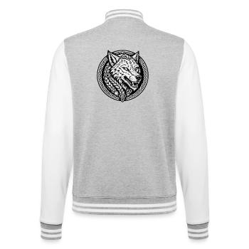 Norse Fenrir Wolf - Viking Runes - College Sweat Jacket - heather grey/white - Back - Marisol (170cm)