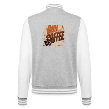 Coffee and Bad Ideas - Funny Coffee Shirt - College Sweat Jacket - heather grey/white - Back - Marisol (170cm)