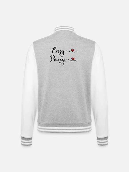 Easy Peasy Heart - College-Sweatjacke - Grau meliert/Weiß