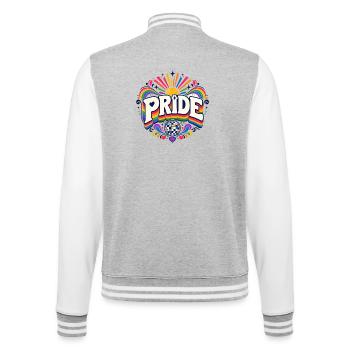 Pride Rainbow Disco CSD Saying Outfit - College Sweat Jacket - heather grey/white - Back - Marisol (170cm)