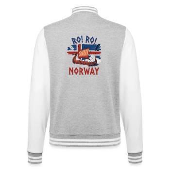 Vikingrausch Norway Sailing Ship - College Sweat Jacket - heather grey/white - Back - Marisol (170cm)