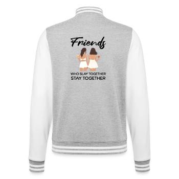 Friends Slay Together - College Sweat Jacket - heather grey/white - Back - Marisol (170cm)