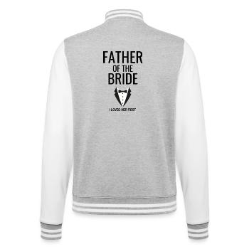 Father Bride Tuxedo - College Sweat Jacket - heather grey/white - Back - Marisol (170cm)