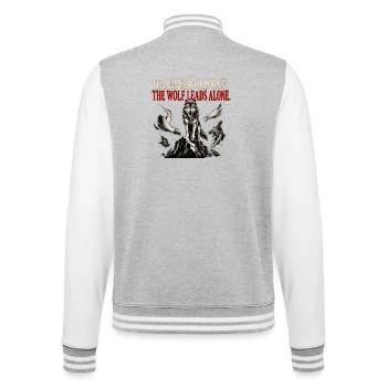 The Wolf Leads Alone Lone Wolf Gym Motivation Tee - College Sweat Jacket - heather grey/white - Back - Marisol (170cm)