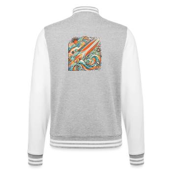 Surf Rock Wave Retro - College Sweat Jacket - heather grey/white - Back - Marisol (170cm)