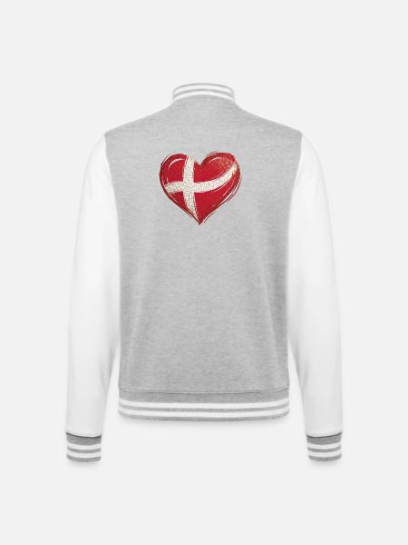 Denmark Heart Flag - College Sweat Jacket - heather grey/white