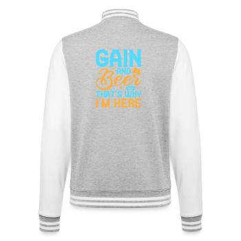 Gambling Fan Gain & Beer That's Why I'm Here - College Sweat Jacket - heather grey/white - Back - Marisol (170cm)