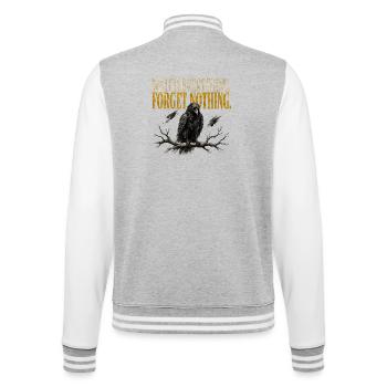 Watch Everything Forget Nothing Raven Crow Shirt - College Sweat Jacket - heather grey/white - Back - Marisol (170cm)