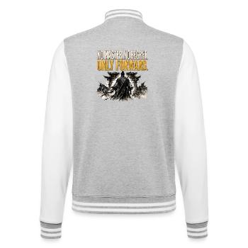 No Master No Regret Only Forward Samurai Shirt - College Sweat Jacket - heather grey/white - Back - Marisol (170cm)