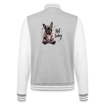 Not Today Coffee Please Tired French Bulldog - College Sweat Jacket - heather grey/white - Back - Marisol (170cm)