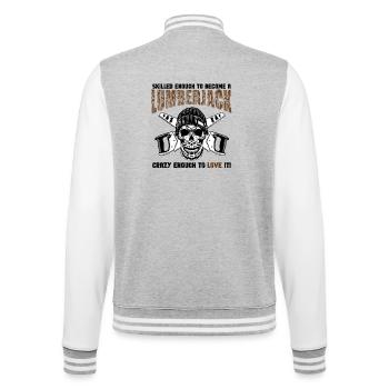 Lumberjack Skull Saws - College Sweat Jacket - heather grey/white - Back - Marisol (170cm)