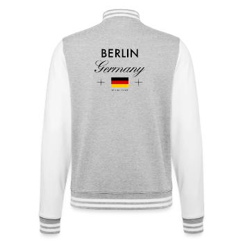 Berlin Germany Coordinates Travel Souvenir - College Sweat Jacket - heather grey/white - Back - Marisol (170cm)