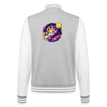 Astronaut dog in colorful space - College Sweat Jacket - heather grey/white - Back - Marisol (170cm)