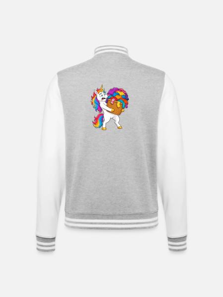 Lustige Einhorn-Waschlawine - College-Sweatjacke - Grau meliert/Weiß