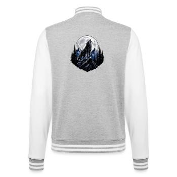 Moon wolf on rocky peaks - College Sweat Jacket - heather grey/white - Back - Marisol (170cm)