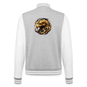 Golden Eagle Circle Design - College Sweat Jacket - heather grey/white - Back - Marisol (170cm)