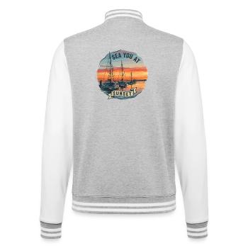 Sails at sunset - College Sweat Jacket - heather grey/white - Back - Marisol (170cm)