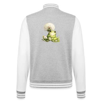 Cute frog with dandelion and flowers for - College Sweat Jacket - heather grey/white - Back - Marisol (170cm)