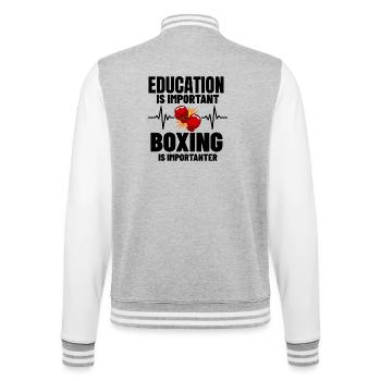 Funny Boxing Gift for Boxer and Boxing Coach - College Sweat Jacket - heather grey/white - Back - Marisol (170cm)