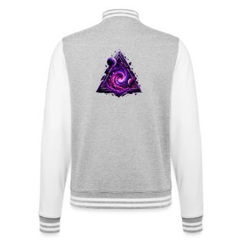 Kosmischer Dreieckszauber - College-Sweatjacke - Grau meliert/Weiß - Hinten - Marisol (170cm)