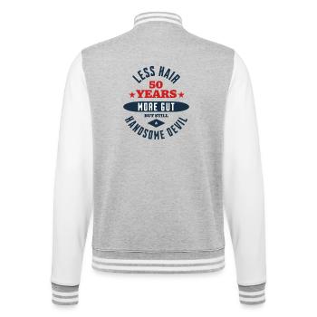 50th Birthday Devil - College Sweat Jacket - heather grey/white - Back - Marisol (170cm)
