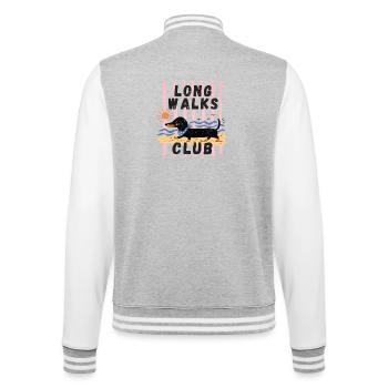 Dachshund Walking – Long Walks Club - College Sweat Jacket - heather grey/white - Back - Marisol (170cm)