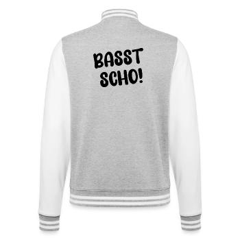BASST SCHO! - College-Sweatjacke - Grau meliert/Weiß - Hinten - Marisol (170cm)