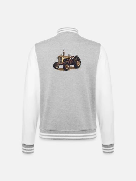 Vintage Traktor – Landwirtschaft Retro - College-Sweatjacke - Grau meliert/Weiß