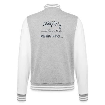 Papa 2027 Bald wird's ernst Schwangerschaft - College-Sweatjacke - Grau meliert/Weiß - Hinten - Marisol (170cm)