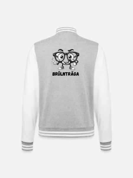 Brülnträga - College-Sweatjacke - Grau meliert/Weiß
