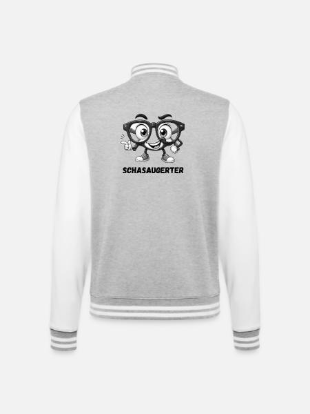 Schasaugerter - College-Sweatjacke - Grau meliert/Weiß