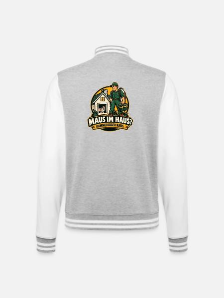 Maus im Haus - College-Sweatjacke - Grau meliert/Weiß