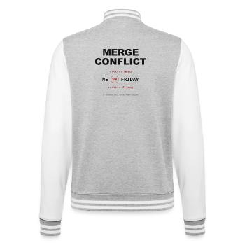 Merge Conflict: Me vs. Friday - College-Sweatjacke - Grau meliert/Weiß - Hinten - Marisol (170cm)