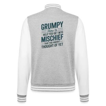 Grumpy hier, um dir zu helfen, in Unfug einzusteigen - College-Sweatjacke - Grau meliert/Weiß - Hinten - Marisol (170cm)