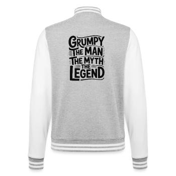 Grumpy der Mann, der Mythos, die Legende - College-Sweatjacke - Grau meliert/Weiß - Hinten - Marisol (170cm)