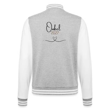 Onkel 2027 – Babyankündigung für den Onkel to be - College-Sweatjacke - Grau meliert/Weiß - Hinten - Marisol (170cm)