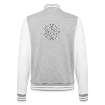 Sonnengeometrisches Labyrinth Blau-Grün - College-Sweatjacke - Grau meliert/Weiß - Hinten - Marisol (170cm)