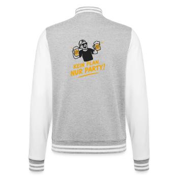 Kein Plan, Nur Party - Bierlaune - College-Sweatjacke - Grau meliert/Weiß - Hinten - Marisol (170cm)