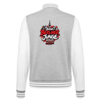 Bana Berliner Junge derler – Berlin Streetwear - College-Sweatjacke - Grau meliert/Weiß - Hinten - Marisol (170cm)