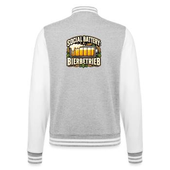 Social Battery – Bierbetrieb - College-Sweatjacke - Grau meliert/Weiß - Hinten - Marisol (170cm)
