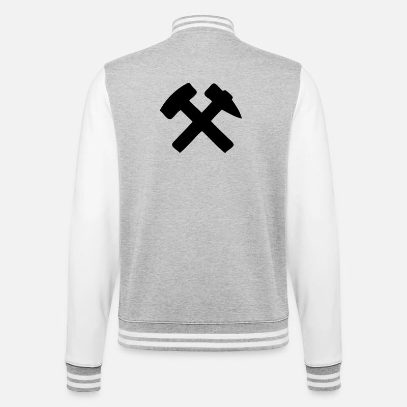 Schlägel und Eisen - College-Sweatjacke - Grau meliert/Weiß