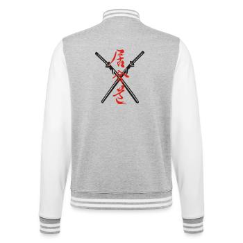Iaido Kanji + Katana - College-Sweatjacke - Grau meliert/Weiß - Hinten - Marisol (170cm)