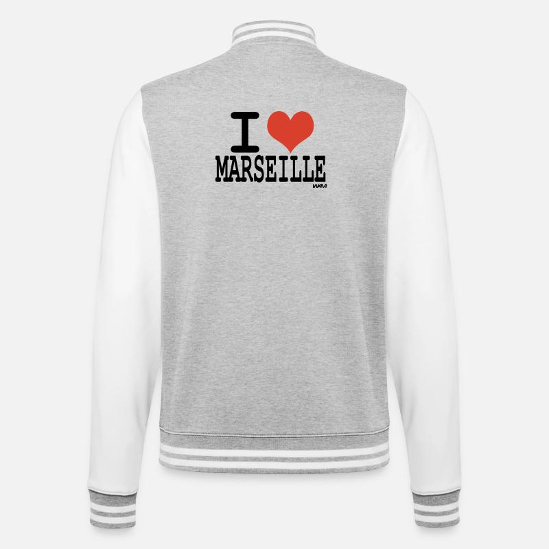 i love marseille - College-Sweatjacke - Grau meliert/Weiß